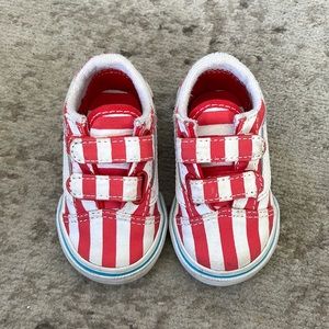 Red and white where’s Waldo toddler kids vans sneakers size 3.